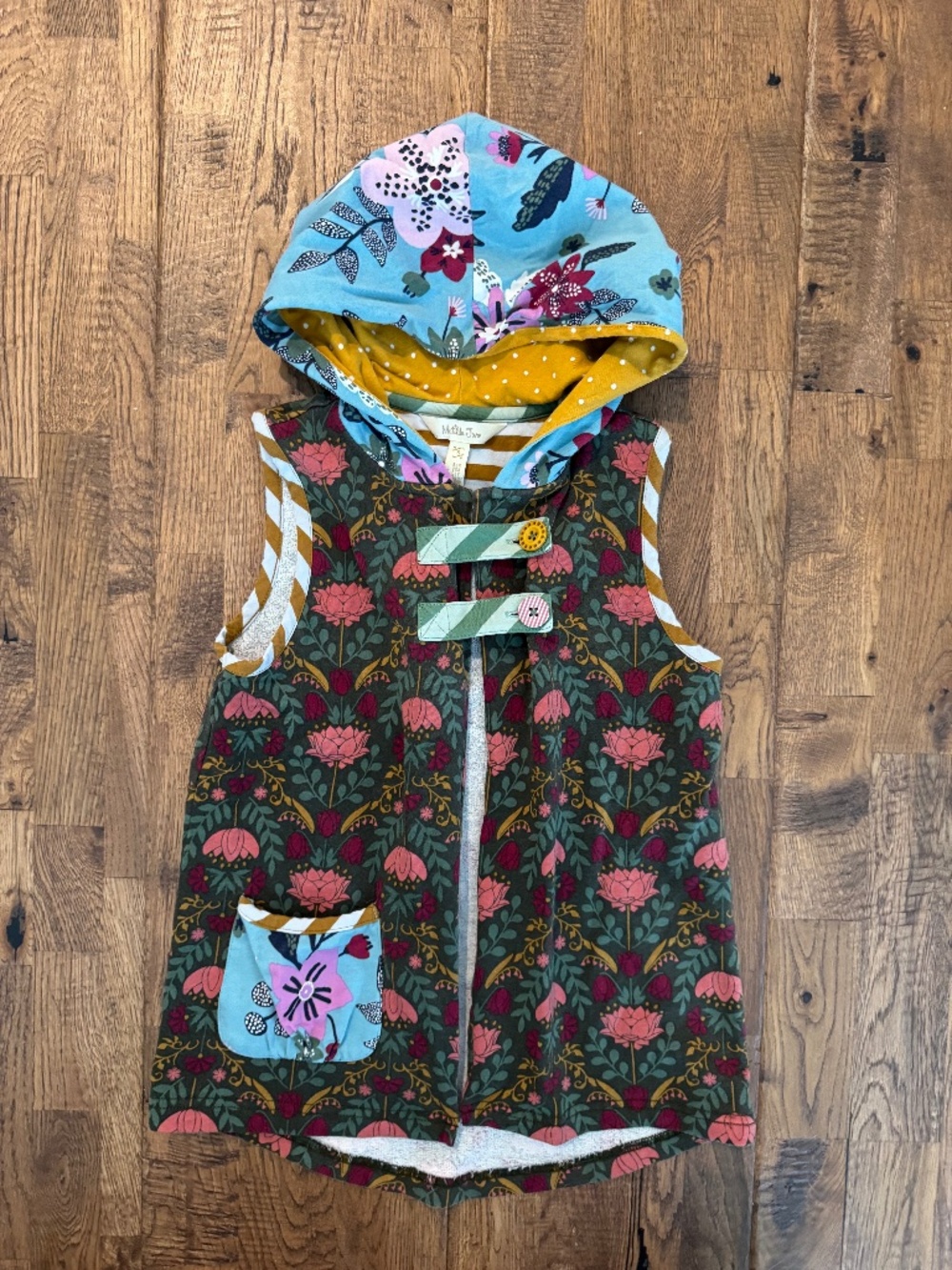 Matilda Jane Wander With Love Hooded Vest Floral Girls Size 8 P